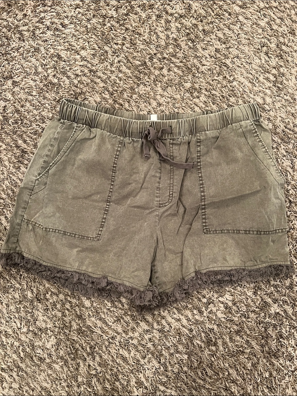Mazik Olive Drawstring High-Waist Casual Shorts